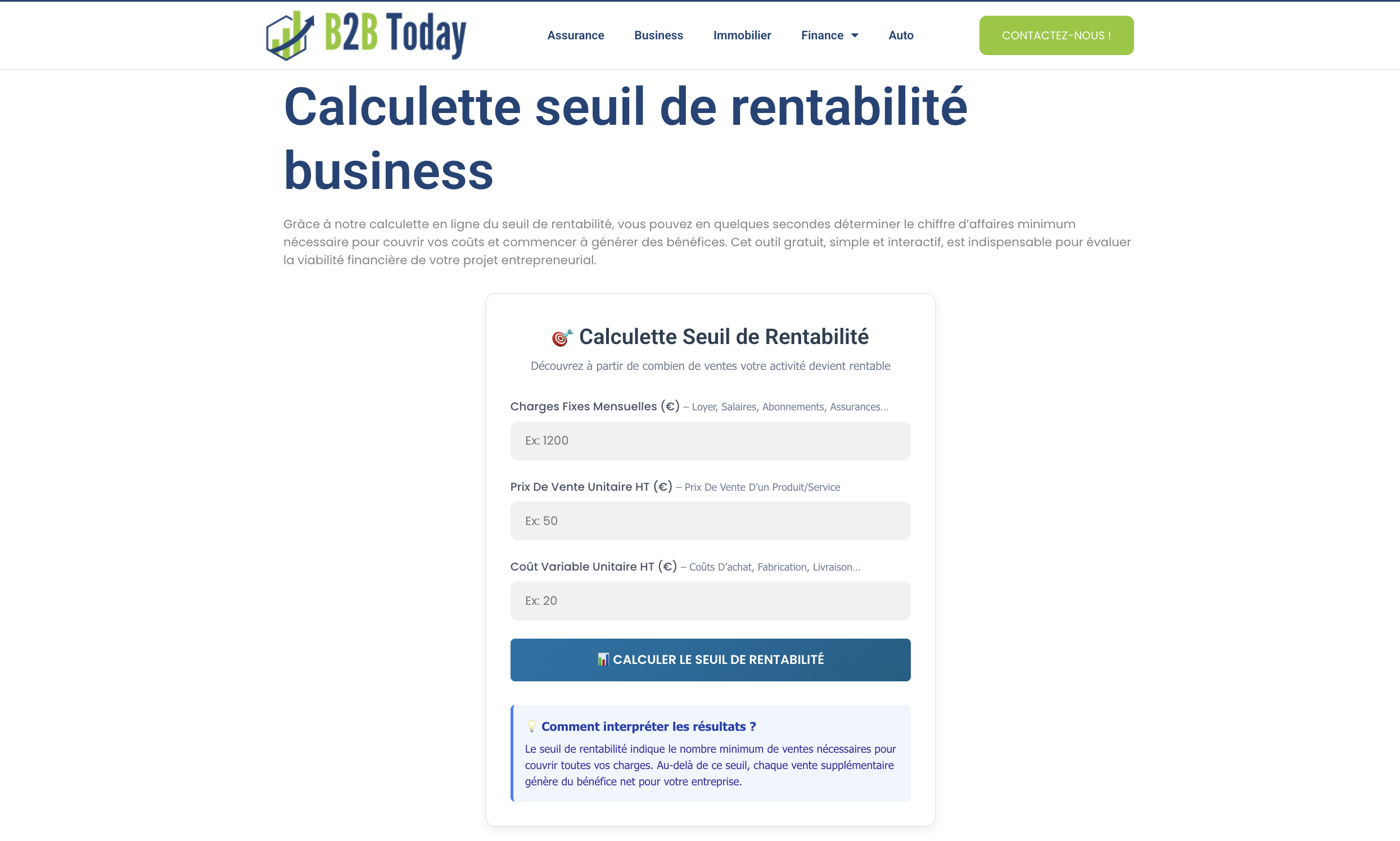 Calculette seuil de rentabilité b2btoday.com