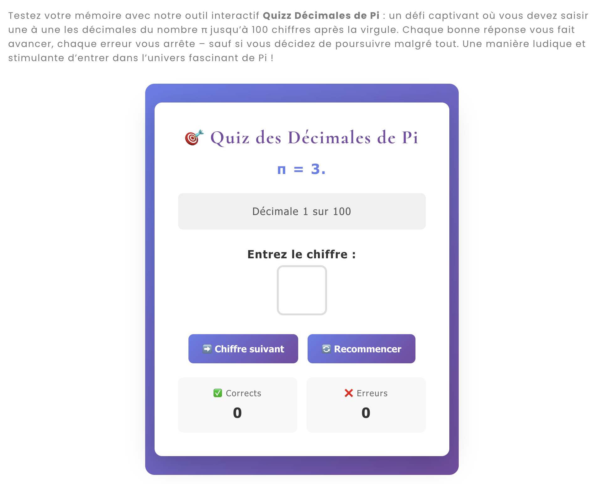 quiz décimales de pi edmond labbé